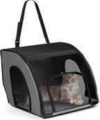 K&H Dog Car Seat, Travel Safety Carrier for Pets, Small, Gray/Black | Enclosed Car Seat for Dogs, Soft-Sided Covered Pet Carrier, Washable Pad, Multiple Entrances, Mesh Windows, 17x16x15in