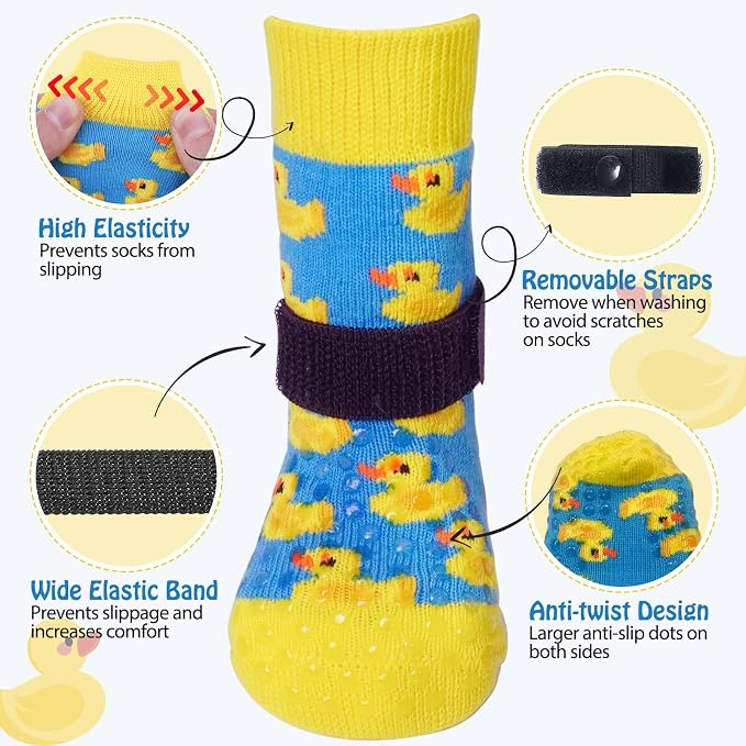 SCENEREAL Anti Slip Dog Socks to Prevent Licking Paws for Hardwood Floors | Double Sides Dog Shoes Boots & Paw Protectors for Hot/Cold Pavement, Dog Grippy Booties for Small Medium Large Senior Dogs