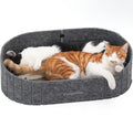 FUKUMARU Cat Scratcher, 24 Inch Sofa Shape Cat Scratching Bed Couch Indoor | Oval Felt Cat Scratcher Bed with Reversible Detachable Cat Scratching Boards, Round Cats Scratch Pads Refill, Dark Grey