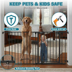 Mumeasy 80" Extra Wide Baby Gate for Doorways & Stairs, Dog Gate Indoor | Hardware Mounted Pet Gate, Auto Close Walk Thru Door, Large Child Safety Fence for Outdoor, Deck, Yard, 3 Metal Panels, Black