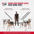 Tuff Pupper Heavy Duty Hands Free Bungee Dog Leash | Two Large Dogs Up to 250 lbs | Comfortable Shock Absorbing Bungee | Reflective Dual Padded Handles | Lumbar Waist Belt 28-50" | 360° Swivel Clips