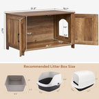 Homhedy 31.5" L Cat Litter Box Enclosure with Barn Door, Rustic Walnut | Wooden Cat Washroom Furniture, Cat House, Pet Storage Cabinet, Dog-Proof, Fit Most of Litter Box, Farmhouse Style