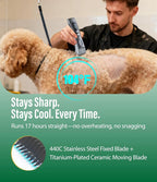 Professional Dog Grooming Clippers with 17H Runtime & Replaceable 440C Blade, 5-Speed Low Noise Electric Dog Shaver for Thick, Matted, Curly Hair, Cordless Clipper for Groomer & Home Use, Green