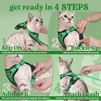 rabbitgoo Cat Harness and Leash Set, Escape Proof Vest, Grass Green | Soft Breathable Mesh, Easy Adjustable Fit, Snap Buckles, Sturdy Clip, Reflective Strips, for Small & Average Cats Walks, Xs