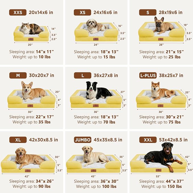 Comfort Expression Orthopedic Dog Beds for Large Sized Dog with Bolster | Waterproof Dog Couch Bed with Washable Cover & Non-Slip Bottom, Supportive Egg Crate Foam Large Pet Bed, 36x27 Inch