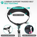 PetAmi Hands Free Double Dog Leash with Padded Lumbar Waist Belt, 360 No-Tangle Swivel Coupler, Bungee Shock Absorbing Dual Leash for Two Dogs Medium Large, Reflective, Black