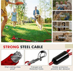 Snagle Paw Dog Tie Out Cable and Stake with Lock-Cap,Heavy Duty 30FT Dog Yard Leash & Stake with Shock Absorbing Bungee Tether,Rust Proof Ground Anchor for Yard, Beach, Camping & Outdoor,up to 360 Lbs