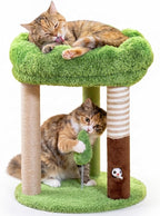 Woochpet 20" Small Cat Tree with 3 Scratching Posts and Perch Bed | Removable Washable Top Cover, Natural Sisal Rope, Compact Design, For Small Cats and Kittens