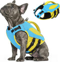Dog Life Jacket, High Flotation Dog Life Vest for Swimming, Reflective Pet Swimming Vest with Rescue Handle, Adjustable Pet Lifesaver Lifejacket for Medium Dogs, Blue Yellow M