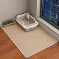 HCY&WLD Cat Litter Mat, Double Layer Cat Litter Box Mat (35x24 Inch, Khaki) | Waterproof Urine-Proof Non-Slip Litter Trapping Mat, Soft on Kitty Paws, Scratch-Resistant, Scatter Control, Easy to Clean