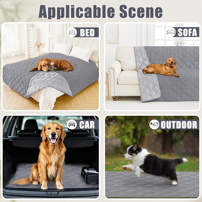 Smiry Waterproof Dog Bed Cover, Reversible Pet Blanket for Sofa Couch | Soft Washable Dog Blanket, Leakproof Couch Cover for Dogs Cats & Furniture Protection, 30x70, Grey/Light Grey