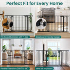 Cumbor Extra Wide Baby Gate, 36.6-69" Walk-Through Dog Gate Black | Auto-Close & Dual Lock Pet Gates for Stairs, Doorways & Hallways, 30.5" Tall Easy Install Pressure-Mounted Safety Gate Indoor