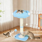 Tall Cat Scratching Post for Indoor Cats,Sisal Scratching Post(Blue Sky) | Cat Scratch Post with Sisal Ball, Solid Wood Cat Tower with Scratching Post and Cat Toys Mouse Hole, Cute Small Cat Tree