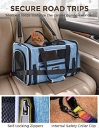 Soft Sided Pet Carrier, Travel Friendly, Small to Medium Cats 15 lbs | Seatbelt Buckles, Luggage Sleeve, Foldable Ventilated, Delta United American Airlines In-Cabin Under Seat Dog Crate Carry Bag