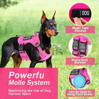 No Pull Tactical Dog Harness Small Sized Dog, Service Dog Vest, S, Pink | Tactical Dog Vest Harness and Leash Set, Adjustable Military Service Dog Harness with Handle for Medium Large Dogs