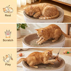 PatiencET 2-in-1 Oval Cat Scratcher Bed, Cardboard Lounger Scratch Bowl | Pad for Indoor Cats and Kittens, Corrugated Kitty Scratching Board, Durable Furniture Protector