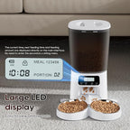 Petrice Automatic Cat Feeder for 2 Cats, 6L/25 Cups Cat Food Dispenser Programmable 30 Portions 6 Meals per Day, Timed Pet Feeder for Kitty Small Dogs with 10S Voice Record, Easy Setup, White