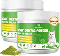 Cat Dental Care Powder, Cat Teeth Cleaning with Natural Ingredients and Probiotics, Dental Powder for Cats Breath Fresh Tartar Remover Plaque Off, 160g