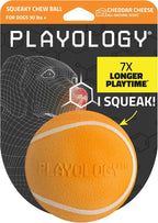 Playology Dog Toys | Squeaky Chew Ball for Large Dogs | Cheddar Cheese Scented Jumbo Dog Ball | Bouncy Floating Chew Toys for Fetch