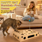 Cat Scratch Puzzle Enrichment Box, Interactive Cat Toy for 3 Balls & 2 Wand | Integrated Cat Nail File Scratcher - Stress Free Alternative to Clippers & Grinders for Indoor Cats