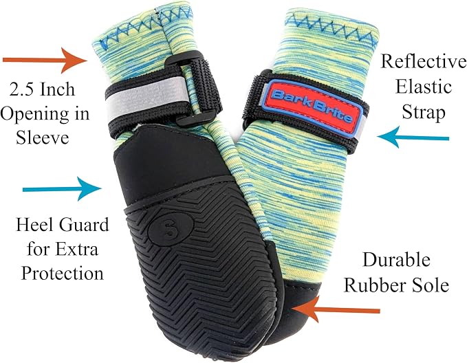 All Weather Neoprene Paw Protector Dog Boots with Reflective Straps in 5 Sizes! (Turquoise Small)