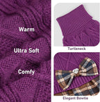 KYEESE Dog Sweater Dress Turtleneck Thick Knit Pullover for Cold Weather | Stretchy Fit, Lightweight & Warm, Cozy Knit Comfort, Cute Bow Accent, Gentle on Sensitive Skin, Comfortable Daily Wear