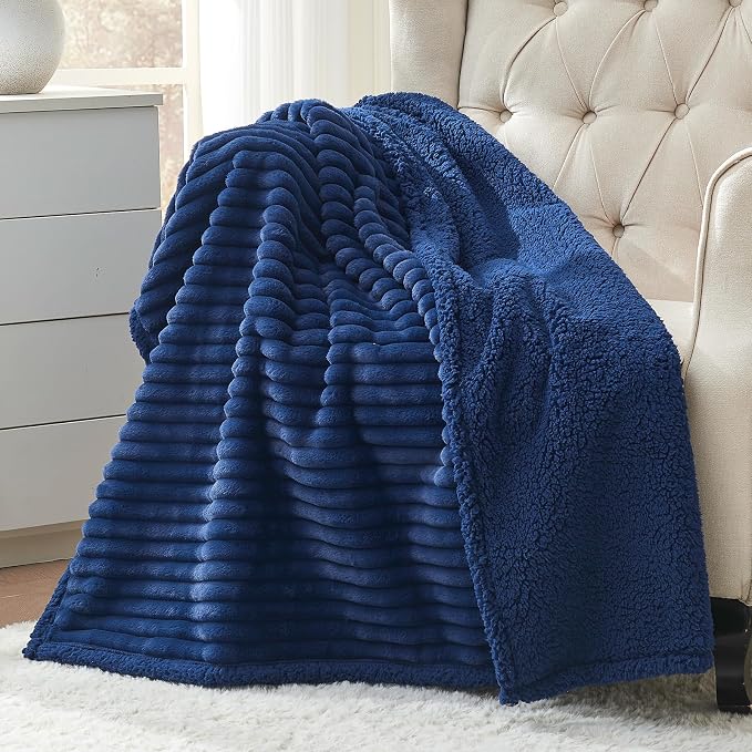 Waterproof Calming Dog Blanket for Medium Dogs, Noiseless Soft Plush Pet Blanket for Cats, 500GSM Thick Faux Fur Pet Throw, Couch Furniture Protector for Puppy, Night Blue, 30x40IN