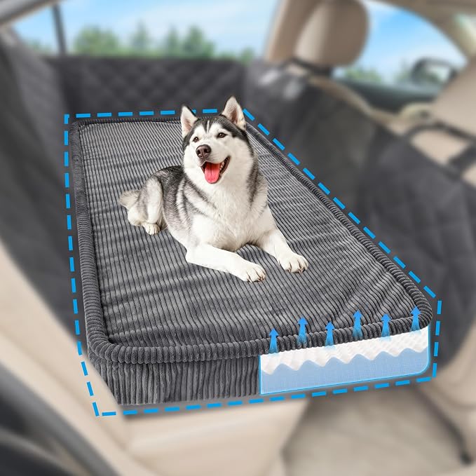 Loiion Dog Car Bed, Non-Slip Backseat Extender Pet Mat 56"x28.7" | Removable, Washable Dog Bed With Waterproof Liner Protects Car Seats, Anti-Slip Travel Bed For Dogs