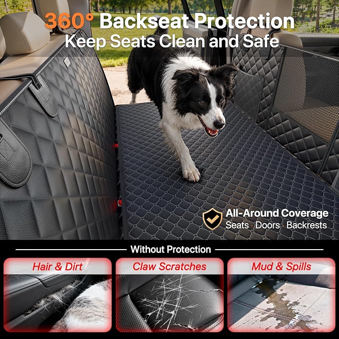 Doglike Hard Bottom Back Seat Extender for Dogs, 650LB Heavy Duty Support, Waterproof Dog Car Seat Cover with Removable Washable Mat, Dog Hammock with Mesh Window for Mid-Size Sedans & Compact SUVs