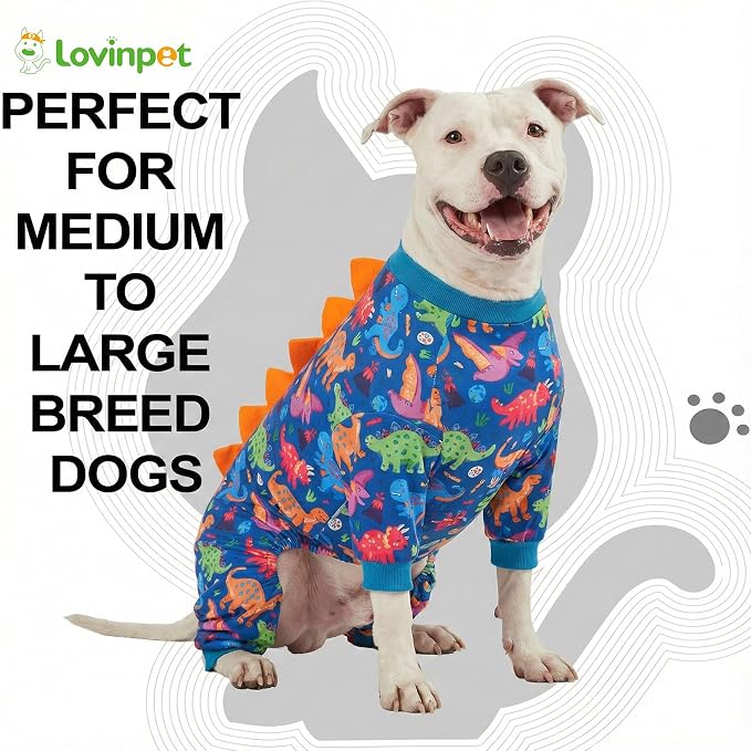 LovinPet Large Dog Pajamas, Four-Leg Stretch Onesie Bodysuit, Lightweight UV-Shielding Pajamas, Anti-Lick Calming Recovery Suit for Surgery, Pull-On for Medium and Large Breeds,Green,XXL