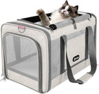 GAPZER Cat Carrier American Airline Approved 18x11x11,Top Opening Pet Cage | Mini Dog Foldable Soft Carrying Bag, Bichon Crate Kennel Breathable Case Hard Bottom, 4-Side-Ventilation See Through Mesh Bag