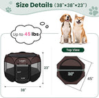 Love's cabin Pet Puppy Dog Playpen, Large Dog Tent Crates Cage Indoor/Outdoor, Portable Playpen for Cat, Foldable Pop Up Dog Kennel Playpen with Carring Case, Removable Zipper Top, Brown