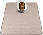 Silicone Cat Litter Mat for Litter Box 40”x40” Large Cat Mat, Khaki | Waterproof, Non-Slip, Leak-Proof Rug Mat with Lip, Easy to Clean, Extra Large Litter Catcher Mat for Floor