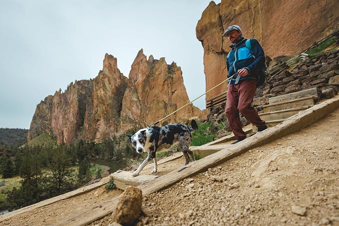 Ruffwear, Knot‑a‑Leash, Climbing‑Inspired Rope Leash, 5 ft Reflective Rope, Secure Auto‑Locking Swivel Carabiner, Tubular Handle, Accessory Loop for Pick‑Up Bags, Obsidian Black, Large