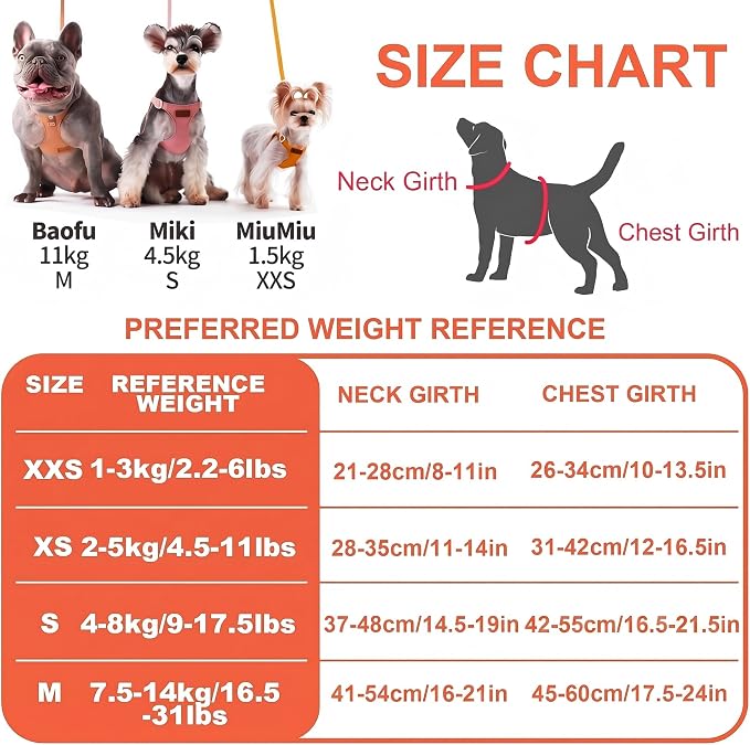 Puppytie XXS Puppy Harness and Leash Set, Orange, XXS (2.2–6 lbs) | Puppy Harness for Small Dogs, Teacup and Yorkie Harness, Soft Lightweight and Adjustable, XXS Dog Harness for Daily Walks