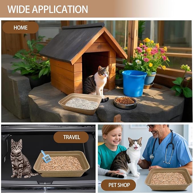 Nexboraque 8 Pack Disposable Cat Litter Box, 17 x 13.2 x 4 Inch Large Kitty Litter Box Pans Paper Cat Litter Tray for Hamster, Guinea Pig, Rabbit, Portable