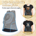 WOYYHO Pet Dog Carrier Backpack, Ventilated Mesh Small Dog Front Backpack | Breathable Puppy Back Pack, with Safety Belt, Storage Pockets, for Travel Hiking Cycling Outdoor Adventures, Dark Gray, M