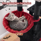 Gitelsnour Cat Tree, Sturdy Cat Tower with 2 Spacious Cat Condos GCT029BR | 60" Stable Base Cat Furniture for Large Cats with Wide Top Perch, Cozy Cat Basket, Sisal Scratching Posts & Toys, Black & Red