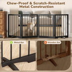 Free Standing Dog Gate Indoor, Foldable Dog Gate for Doorways Stairs | 4-Panel Freestanding Pet Gate with Support Feet for Stability, Folding Puppy Gate Easy to Move, Doggy Gate 72"x24", Black