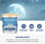 Pet House Candle 2 Pack - Plant-Based/Soy - Clean Burning Scented, Long Lasting Pet Odor Candle for Home - Moonlight