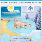 KOOLTAIL Cat Cooling Mat, Upgraded Two Sided Cooling Pad for Dogs Cats Puppy, Soft Summer Pet Sleeping Blanket Kennel to Keeping Cool, Washable Dog Mats for Crate Sofa Bed Outdoor Indoor, Flower Blue