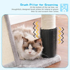 Hey-brother Cat Tree Tower, Adjustable Height, Floor to Ceiling, MPJ091W | 94.5-106.3 Inches Multi-Level Cat House, Scratching Posts, Plush Condo, Platform, Toy Ball for Indoor Big Cats, Light Gray