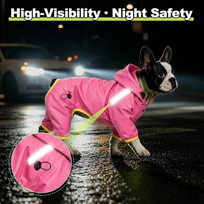 Dog Raincoat, Professional Waterproof Taped Seams for Puppies & Tiny Small Dogs (Pink, S)