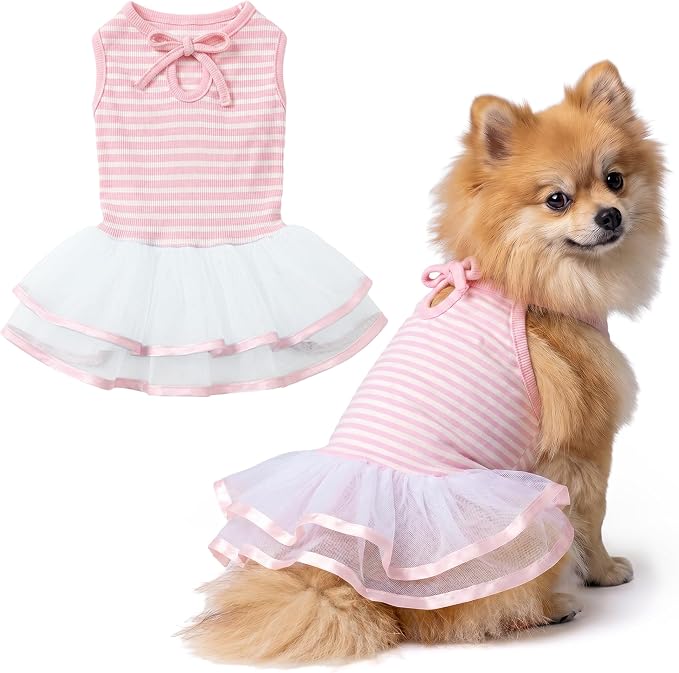 Parisian Pet Ballerina Dog Dress - Elegant Summer Clothes for Medium Dogs Girl - Stylish Pink Dog Outfit - Lightweight and Soft Puppy Clothes - Formal Pet Apparel - Designer Dresses for Dogs