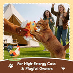 Cat Wrestling Glove, 22 inch Cat Puppet Wrestler with 3 Catnip Pouches & 3 Layer Resistant Protection, Interactive Cat Toy with Removable Bell for Boredom Relief & Mental Stimulation, Chicken