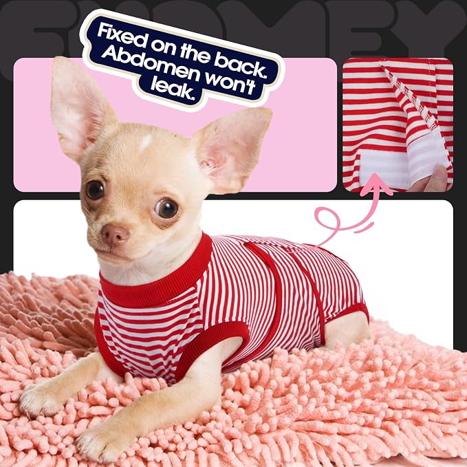 FUAMEY Recovery Suit for Dogs, Dog Onesie for Surgery Female Surgical Suit | Female Dog Onesie for Heat Cycle, Dog in Heat Diapers, Dog Wound care, Spay Cone Alternative after Surgery Rose Stripes L