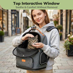 Morpilot Expandable Cat Carrier Backpack for Small Dogs & Cats Up to 12lbs, Breathable Mesh Pet Travel Backpack with Safety Leash, Foldable Airline Approved Carrier for Hiking Camping Outdoor, Grey