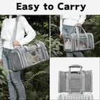 Soft-Sided Cat/Dog/Pet Carrier, Collapsible Pets Travel Carriers for Big Cats/Small Dogs with Shoulder Strap & Removable Mat, Mesh Puppy Carry Bag, Up to 16 Lbs, TSA Airline Approved(Gray)