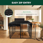 FXW Homeplus Indoor Dog Playpen with Mesh Top Cover, 40" H, 8 Panels | Calm Indoor Play Area, Cover Helps Deter Jump-Outs, for Medium & Large Dogs, Patented