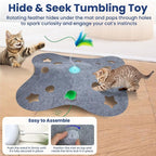 PAWSPIK Tumbling 3-in-1 Interactive Hide & Seek Cat Toy | Rechargeable Automatic Feather Chasing & Tumbling Peek-A-Boo Exercise Toy for Bored Indoor Cats & Kittens
